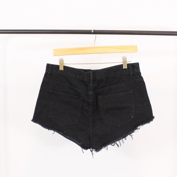 *Forever 21 Black High Rise Distressed Shorts - Picture 4 of 4